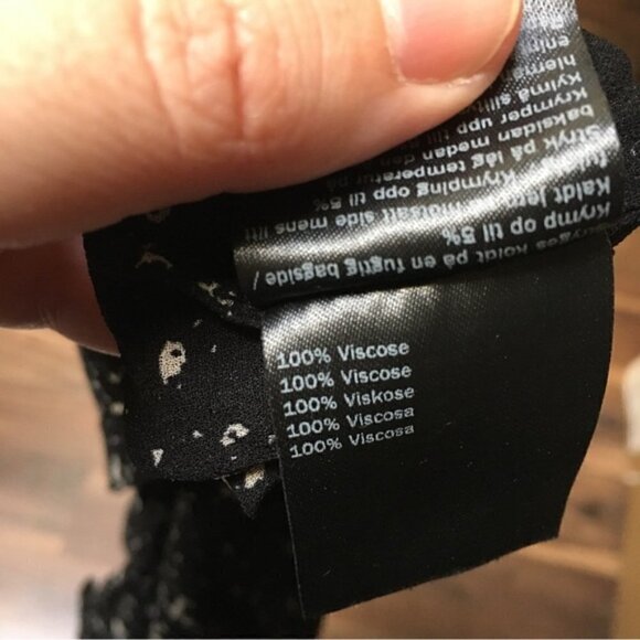 SECOND Female Black White Semi-sheer Blouse Sz L - Picture 10 of 10